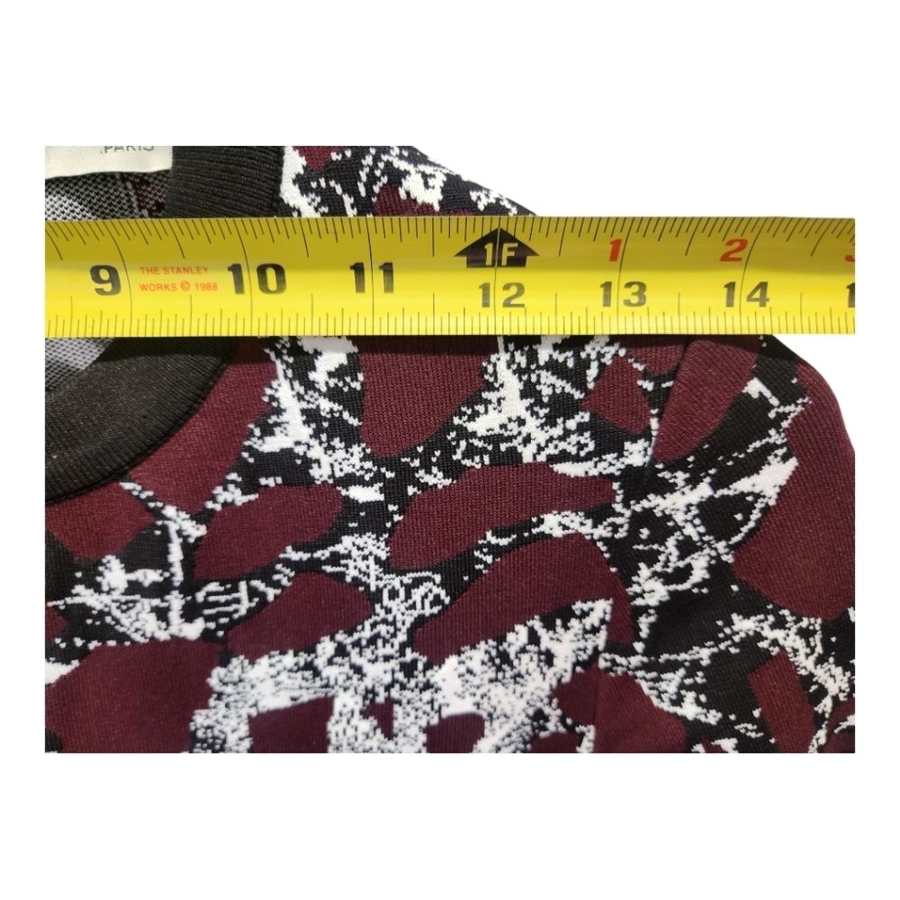 New Balenciaga Burgundy white print stretch body dress F‎ 36 Made in France - Picture 4 of 12